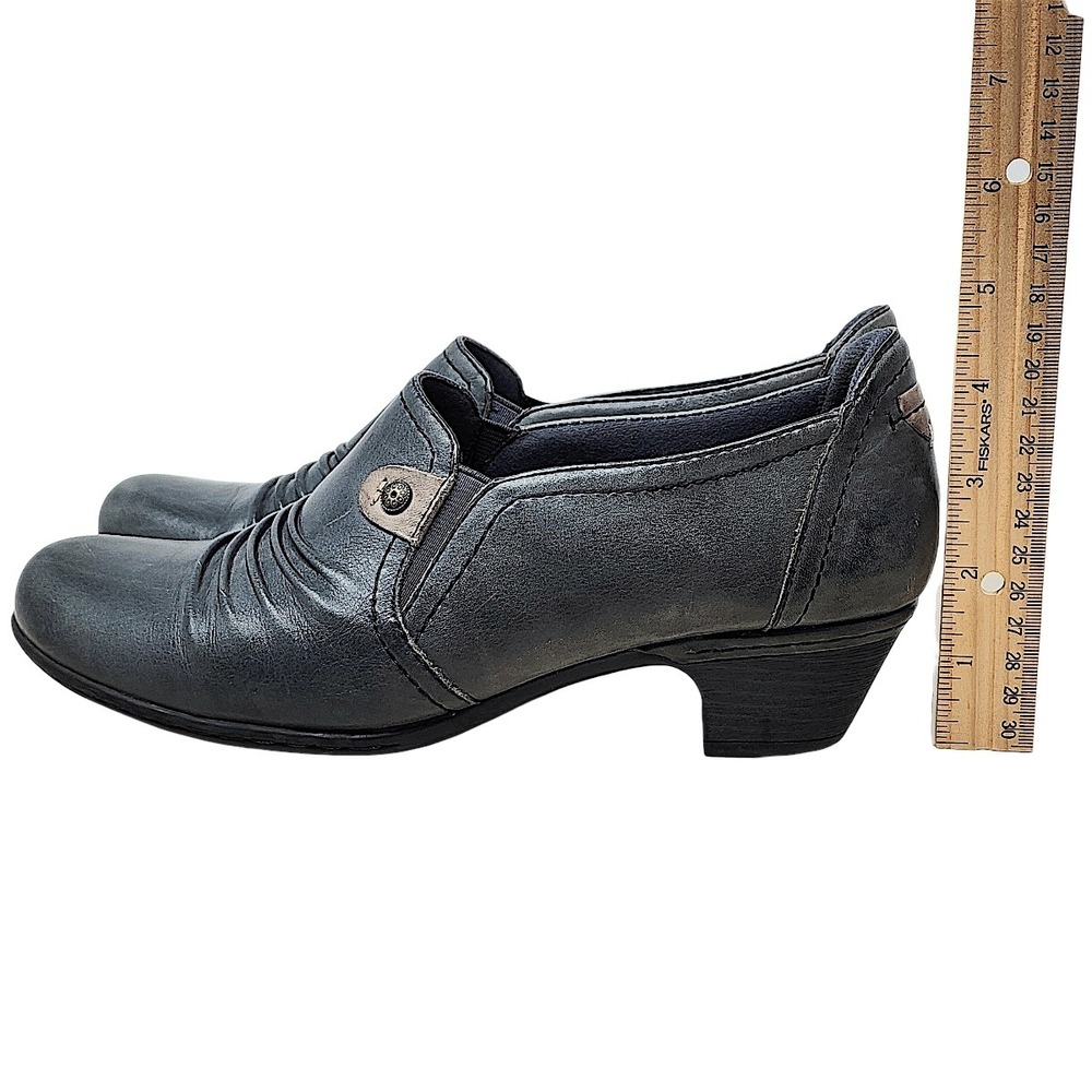 Rockport Adele Booties 8 Women Slate Gray Leather Ruched Slip On Career Comfort - Picture 3 of 12